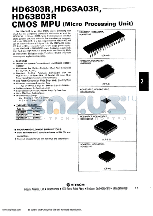 HD63A03RCG datasheet - 1.5MHz CMOS micro processing unit (MPU)