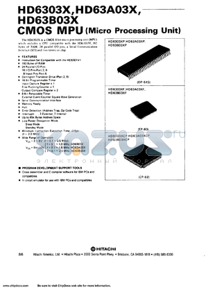 HD6303XF datasheet - 1MHz CMOS micro processing unit (MPU)