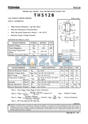 THS1268 datasheet - GaAs ion implanted planar type hall sensor digital tachometer, high stability motor control