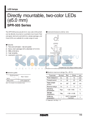 SPR-505MVW datasheet - Directly mountable, two-color (red/green) LED