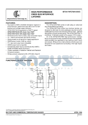 IDT74841CSOB datasheet - High-performance CMOS bus interface latches