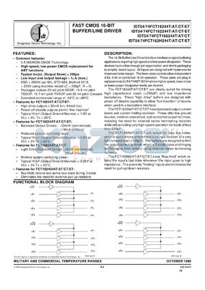 IDT54FCT166H244ATPB datasheet - Fast CMOS 16-bit buffer/line driver