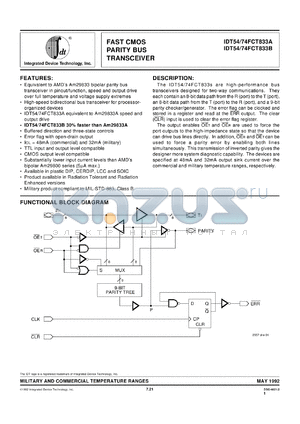 IDT75FCT833AL datasheet - Fast smos parity bus transceiver