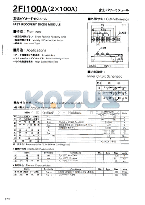 2FI100A-030 datasheet - fast recovery diode module for high speed rectifier, arc-welder applications