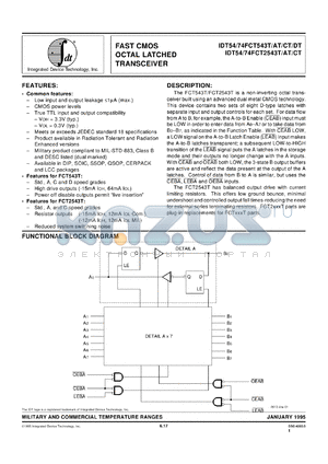 IDT74FCT543CTDB datasheet - Fast CMOS octal latched transceiver