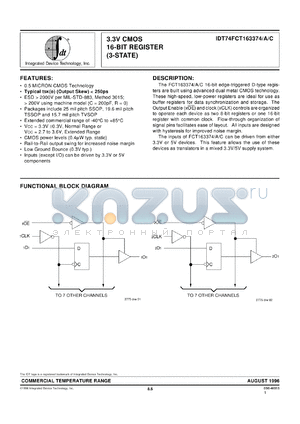 IDT74FCT163374PV datasheet - 3.3 CMOS 16-bit register (3-state)