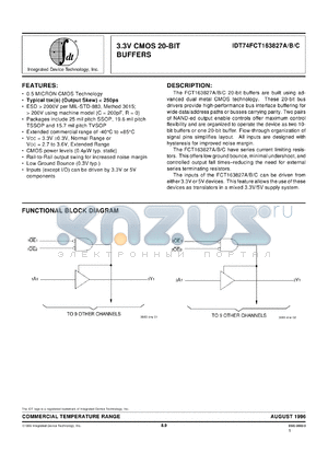 IDT74FCT163827BPF datasheet - 3.3V CMOS 20-bit buffer