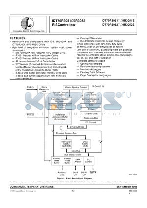 IDT79R305120J datasheet - RIScontroller