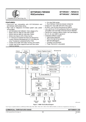 IDT79R3051E20J datasheet - RIScontroller
