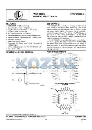 IDT49FCT3805Q datasheet - Fast CMOS buffer/clock driver