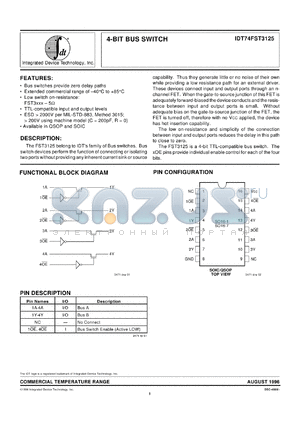 IDT74FST3125SO datasheet - 8-bit bus switch