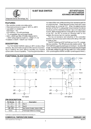 IDT74FST16163P245PV datasheet - 16-bit bus switch