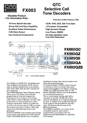 FX202QAK datasheet - QTC selective call tone decoder