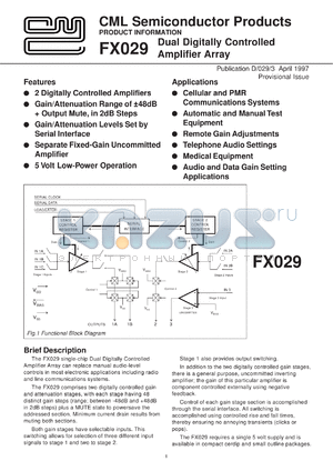 FX029DW datasheet - Dual digitally controlled amplifier array