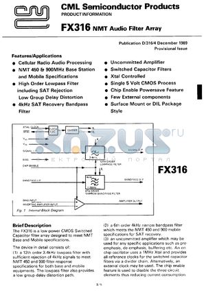 FX316LG datasheet - NMT audio filter array