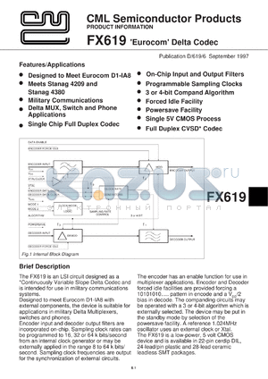 FX619L1 datasheet - Eurocom delta codec