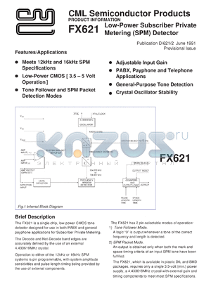 FX621P datasheet - Low-power subscriber private metering (SRM) detector