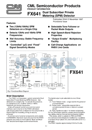 FX641D2 datasheet - Dual subscriber private metering (SRM) detector