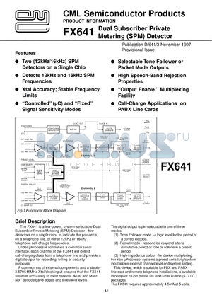 FX641P4 datasheet - Dual subscriber private metering (SRM) detector