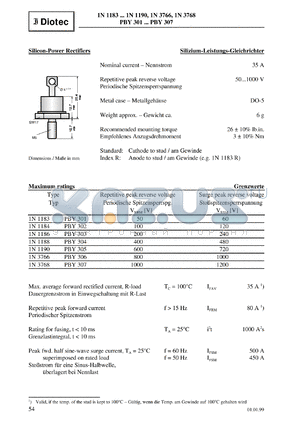 RBY301 datasheet - Silicon power rectifier