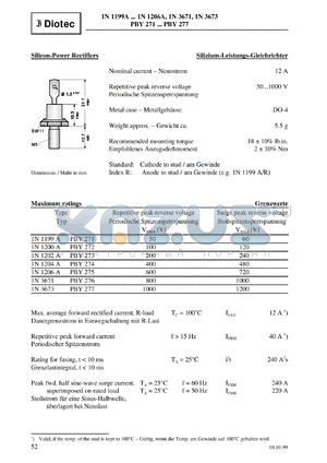 RBY273 datasheet - Silicon power rectifier
