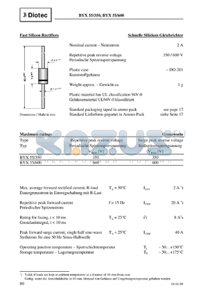 BYX55/350 datasheet - Fast silicon rectifier