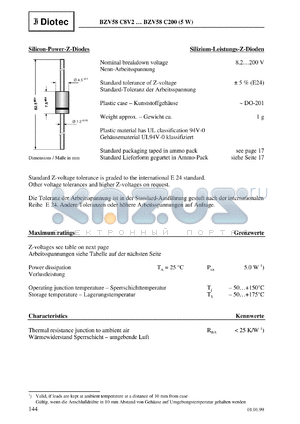 BZV58C9V1 datasheet - Silicon power Z-diode