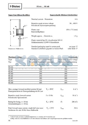 FE6H datasheet - Super fast silicon rectifier