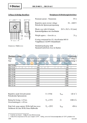DB35-16I datasheet - 3-phase Si bridge rectifier