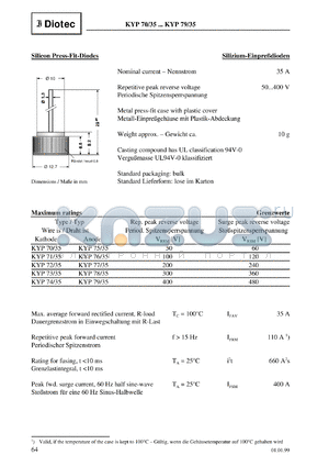 KYP72/35 datasheet - Silicon press fit diode
