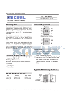 MIC706N datasheet - µP Supervisory Circuits