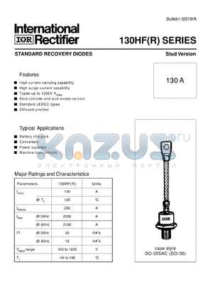 130HF120MV datasheet - Standard recovery diode