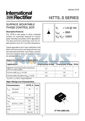 16TTS12STPL datasheet - Surface mountable phase control SCR