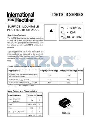 20ETS12STRL datasheet - Surface mountable input rectifier diode