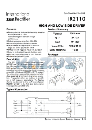 IR2110-1 datasheet - High and low side driver