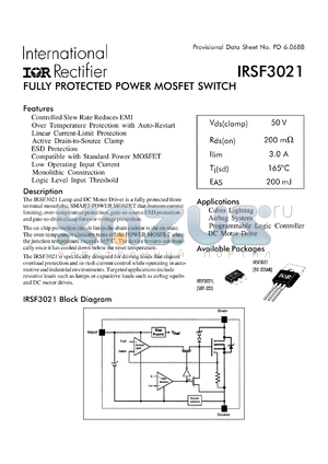 IRSF3021L datasheet - Fully protected power mosfet switch