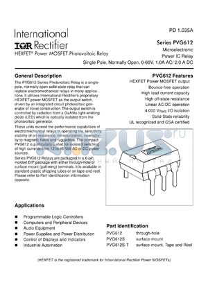 PVG612S-T datasheet - HEXFET power mosfet photovoltaic relay