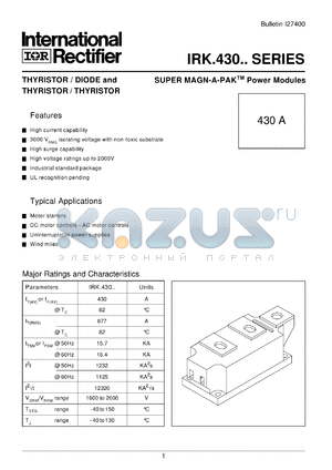 IRKT43016 datasheet - Thyristor/diode and thyristor/thyristor