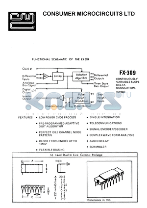 FX309 datasheet - Continuously variable slope delta modulation