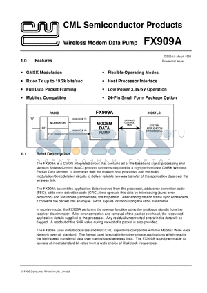 FX909AD5 datasheet - Wireless modem data pump