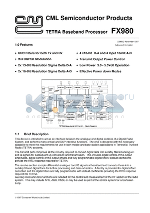 FX980L7 datasheet - TETRA baseband processor