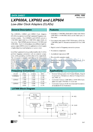 LXP600ANE datasheet - Low-jitter clock adapter
