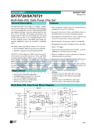 SK70720MDSP datasheet - Multi-rate DSL data pump chip set