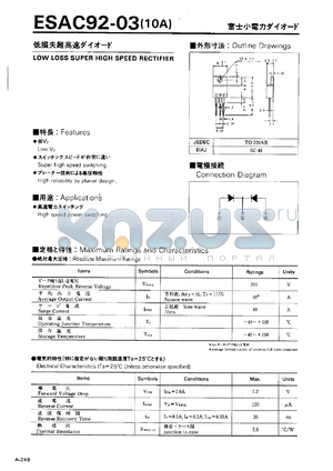 ESAC92-03 datasheet - Low loss super high speed rectifier