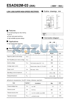 ESAD92M-03 datasheet - Low loss super high speed rectifier