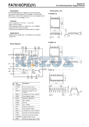 FA7616CE datasheet - Bipolar IC for switching power supply control