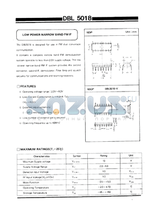 DBL5018-V datasheet - Low power narrow band FM IF