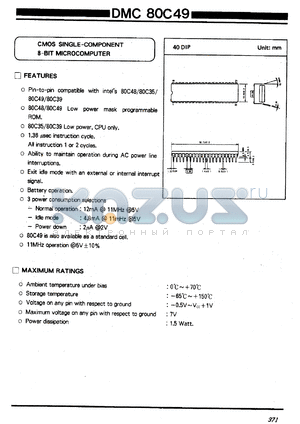 DMC80C48 datasheet - CMOS single component 8-bit microcomputer