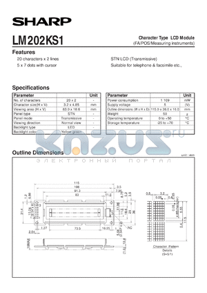 LM202KS1 datasheet - Color STN LCD module