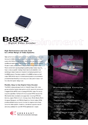 BT852 datasheet - Digital video encoder